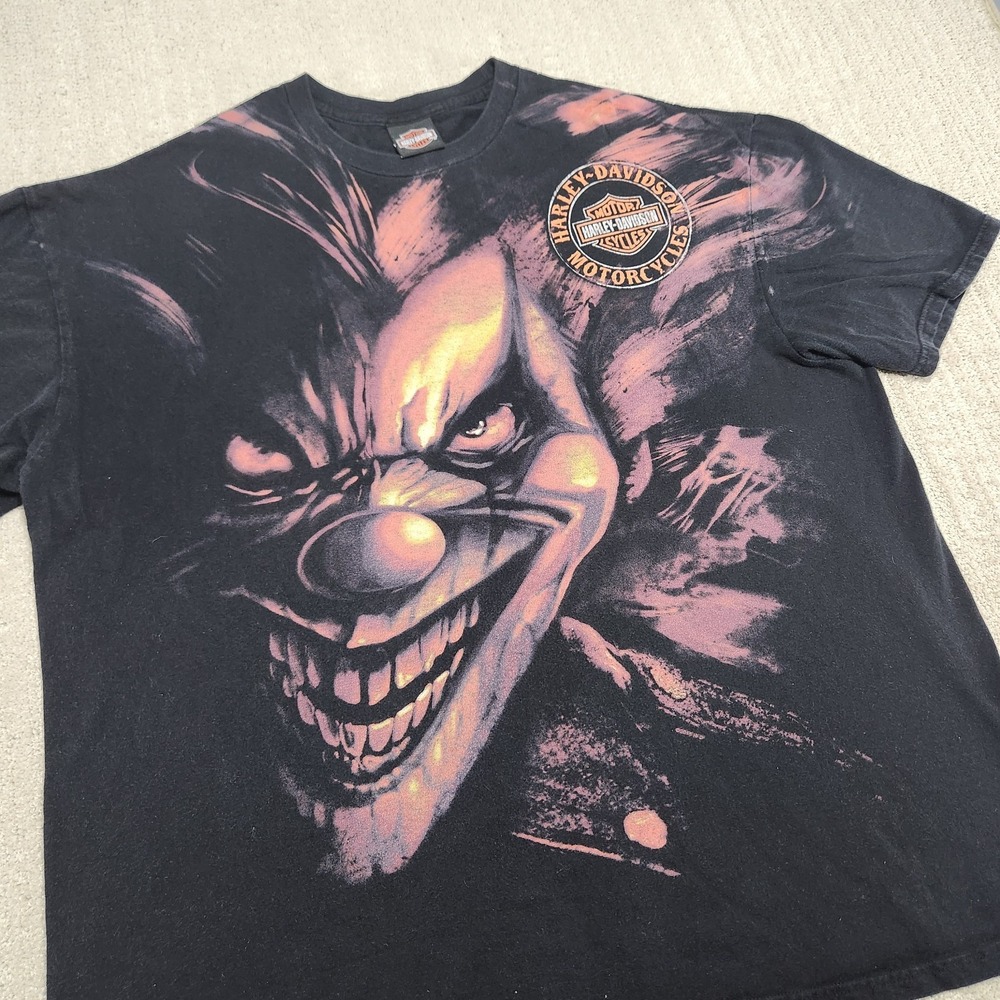 Vintage Harley Davidson Shirt Men 2XL Clown Joker Y2K Big Logo Biker Motorcycle